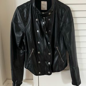 free people black leather jacket